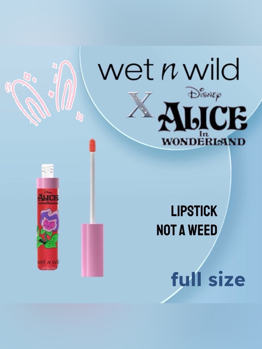 ⬇️🇺🇸🆕NIB WET N WILD x Alice |FULL| Shiny Red Lip gloss Not a Weed*